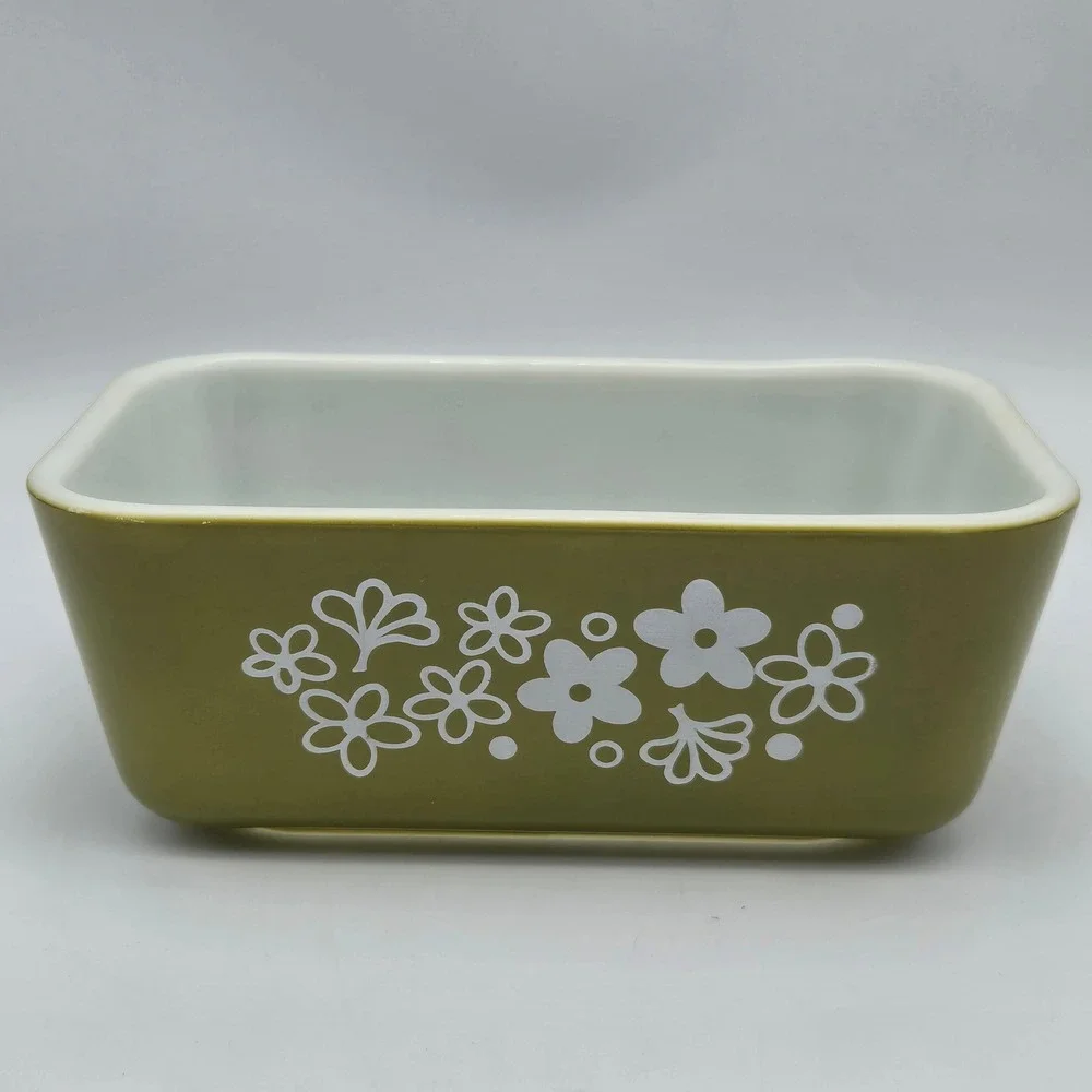 Vintage Pyrex Spring Blossom Refrigerator Dish 502 Crazy Daisy 1.5 Pt No Lid